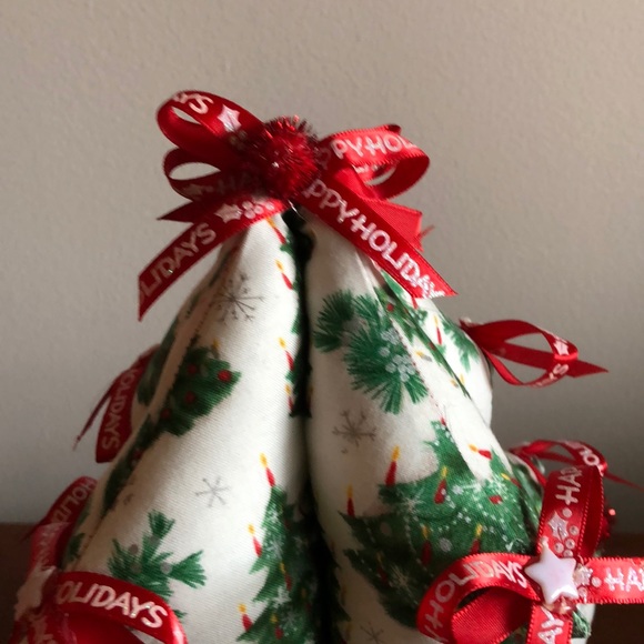 Handmade Fabric Holiday Tree White Green 12” - Picture 3 of 8